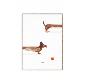 Tablou multicolor cu rama din lemn 50x70 cm Doug the Dachshund Paper Collective