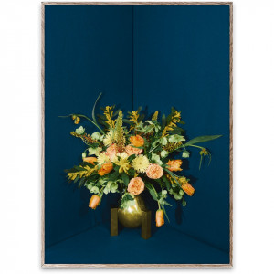 Tablou multicolor cu rama din lemn Blomst 05 / Petrol Paper Collective