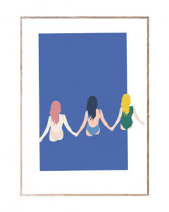 Tablou multicolor cu rama din lemn Girls Paper Collective