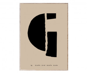 Tablou negru/maro cu rama din lemn 30x40 cm G-Alphabet Spaghetti Letter Paper Collective