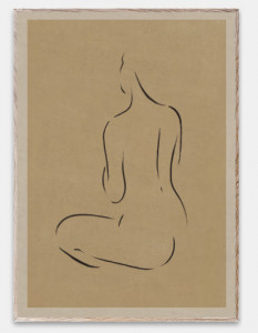 Tablou negru/maro cu rama din lemn Grace III Paper Collective