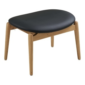 Taburet dreptunghiular din piele ecologica neagra Olvera Oak House Nordic