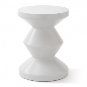 Taburet exterior rotund alb din fibre sintetice 35 cm Zig Zag Pols Potten