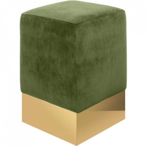 Taburet patrat verde deschis/auriu din catifea 30x30 cm Stella Versmissen