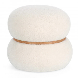 Taburet rotund alb/maro din textil Mirka Bizzotto