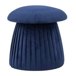 Taburet rotund albastru din catifea 44 cm Roberta Bloomingville