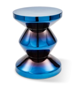 Taburet rotund albastru inchis din metal 36 cm Zig Zag Pols Potten