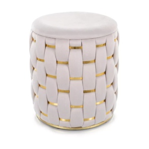 Taburet rotund bej deschis din catifea 37 cm Tiara The Home Collection