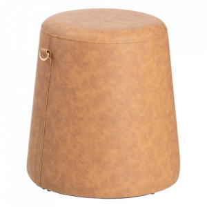 Taburet rotund maro din piele ecologica si MDF 41 cm Vicenza The Home Collection