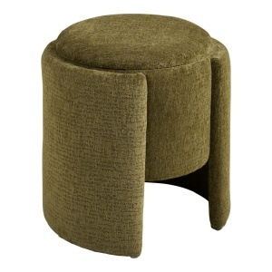 Taburet rotund verde din textil Walsdorf House Nordic