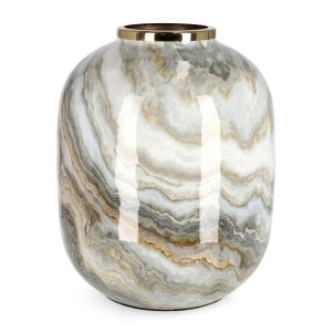 Vaza decorativa alb/gri din metal 36 cm Marsha Bizzotto