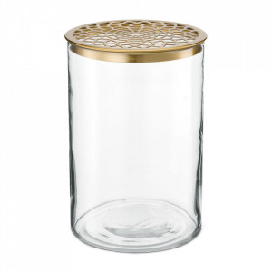 Vaza transparenta/aurie din sticla si metal 19 cm Aimee Vtwonen