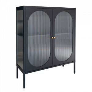 Vitrina neagra din metal 110 cm Adelaide Double House Nordic