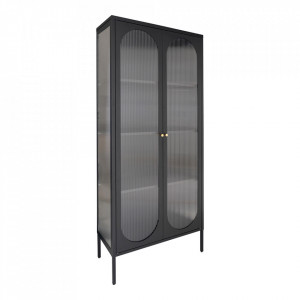 Vitrina neagra din metal 180 cm Adelaide House Nordic