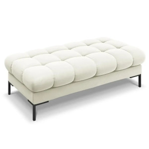 Bancheta bej deschis/neagra din catifea 133 cm Mamaia Micadoni