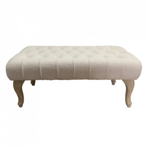 Bancheta crem din poliester si lemn de pin 99 cm Monroy The Home Collection
