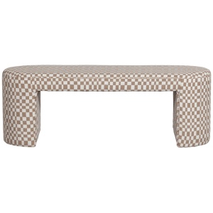 Bancheta din textil alb/bej nisipiu 130 cm Jacob Woood