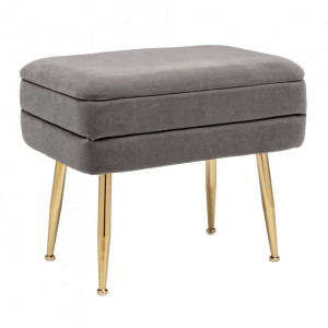 Bancheta gri inchis din catifea 50 cm Pavlina Bizzotto