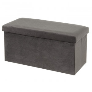 Bancheta gri inchis din MDF si catifea 76 cm Tucker The Home Collection