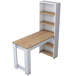 Birou cu biblioteca alb/maro Mellania The Home Collection