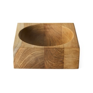 Bol decorativ maro din lemn 22x22 cm Cube HK Living