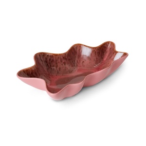 Bol rosu corai din ceramica 24x41 cm Shell HKliving