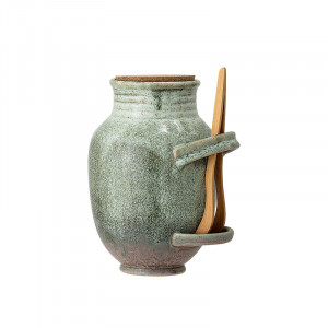 Borcan cu capac verde/maro din ceramica si pluta 1,45 L Evander Creative Collection
