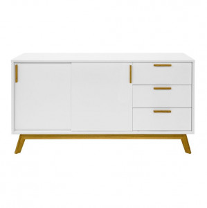Bufet inferior alb din lemn si MDF 150 cm Kensal Nordic Woodman