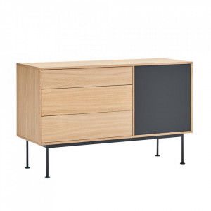 Bufet inferior gri antracit/maro din metal 128 cm Yoko Teulat