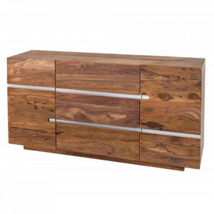 Bufet inferior maro din lemn si aluminiu 160 cm Fire&Earth Invicta Interior