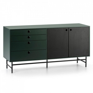 Bufet inferior verde inchis/negru din metal 150 cm Punto Teulat