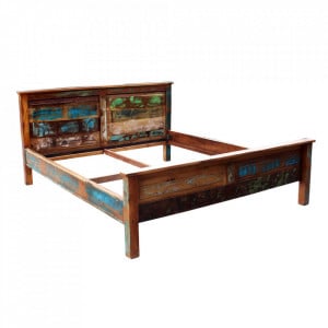 Cadru pat multicolor din lemn reciclat 190x220 cm Riverboat Sit Moebel