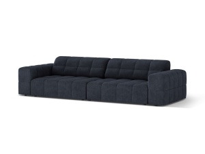 Canapea albastru navy din textil pentru 4 persoane Jennifer Chenille Micadoni