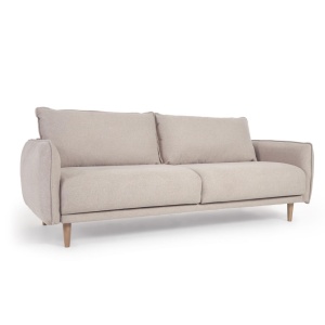 Canapea bej din textil pentru 3 persoane Carlota Kave Home
