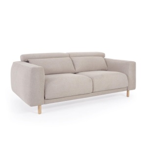 Canapea bej din textil pentru 3 persoane Singa Kave Home