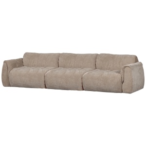Canapea bej nisipiu din textil pentru 3 persoane Baggy 3D Chenille Woood