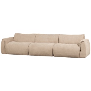Canapea bej nisipiu din textil pentru 3 persoane Baggy Chenille Woood
