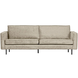 Canapea crem din catifea pentru 2,5 persoane Rodeo Ferra Woood