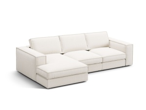 Canapea cu colt alba din textil pentru 3 persoane Pola Left Micadoni