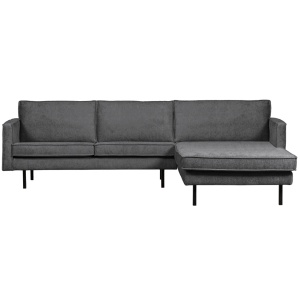 Canapea cu colt albastra din catifea 300 cm Rodeo Ferra Right Woood