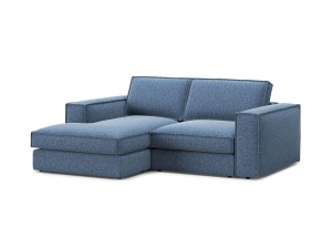 Canapea cu colt albastru inchis din textil pentru 2 persoane Pola Left Micadoni