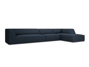 Canapea cu colt albastru navy din textil pentru 5 persoane Ruby Right Micadoni