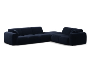 Canapea cu colt albastru royal din catifea pentru 6 persoane Molino Casbla Right Micadoni