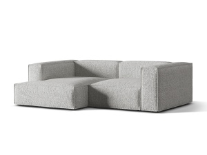 Canapea cu colt argintie din textil pentru 3 persoane Nuria Left Boucle Micadoni