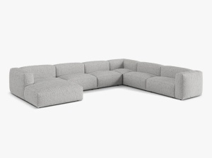 Canapea cu colt argintie din textil pentru 6 persoane Martina Boucle Right Micadoni
