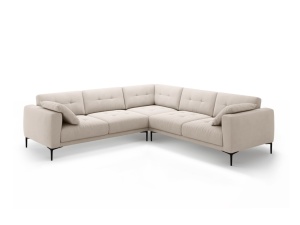 Canapea cu colt bej din catifea pentru 5 persoane Bemy Velvet Micadoni
