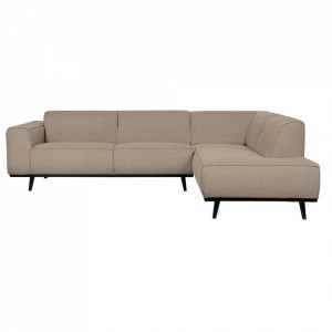 Canapea cu colt bej din textil 274 cm Statement Right Boucle Woood