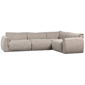 Canapea cu colt bej din textil 301 cm Baggy Melange Right Woood