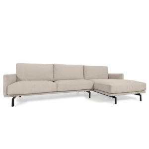 Canapea cu colt bej din textil pentru 3 persoane Galene Right Kave Home