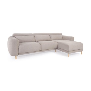 Canapea cu colt bej din textil pentru 3 persoane Singa Right Kave Home
